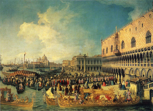 Reception of the Imperial Ambassador at the Doge's Palace, vintage artwork by Canaletto, 12x8" (A4) Poster