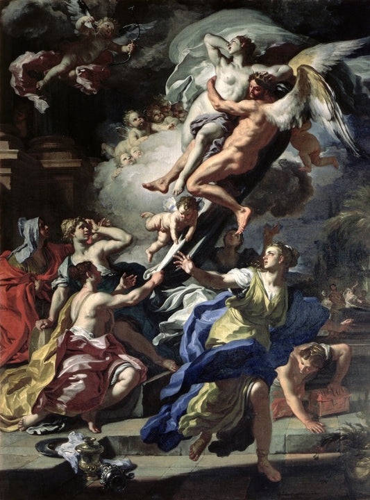 Boreas Abducting Oreithyia, Daughter of Erechteus, vintage artwork by Francesco Solimena, 12x8" (A4) Poster