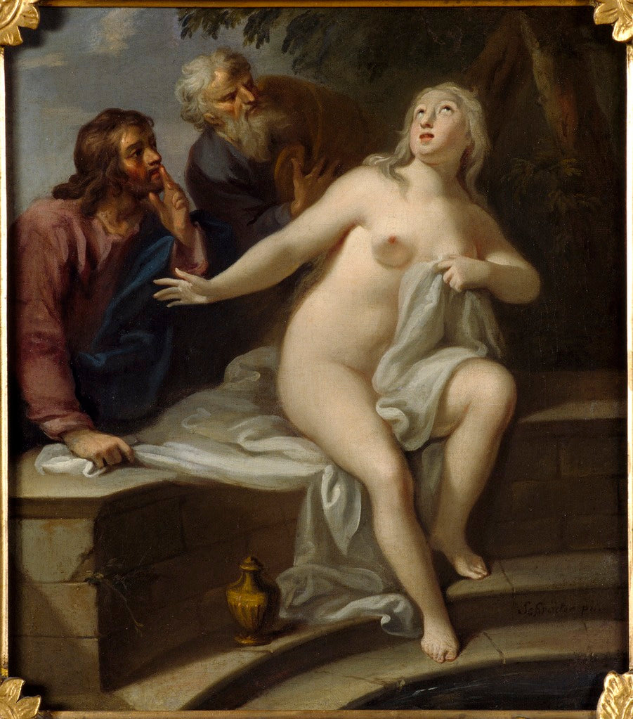 Susannah in the Bath, vintage artwork by George Engelhardt Schroeder, 12x8" (A4) Poster
