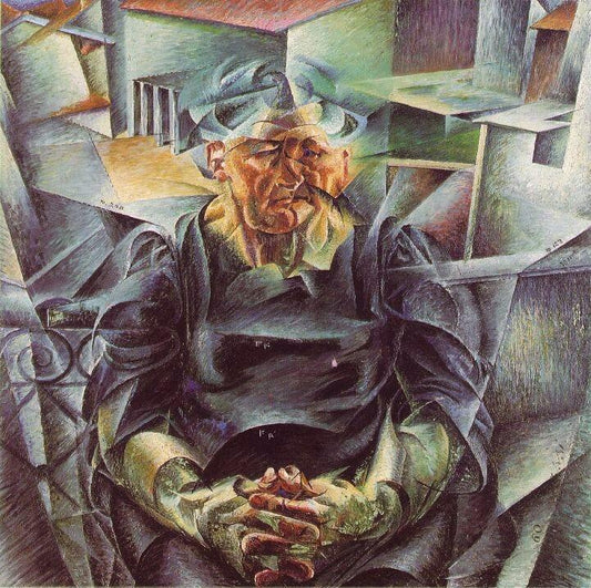 Horizontal Volumes, vintage artwork by Umberto Boccioni, 12x8" (A4) Poster
