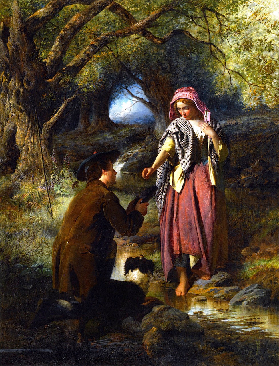The Parting of Burns and His Highland Mary, vintage artwork by Thomas Faed RA HRSA, 12x8" (A4) Poster