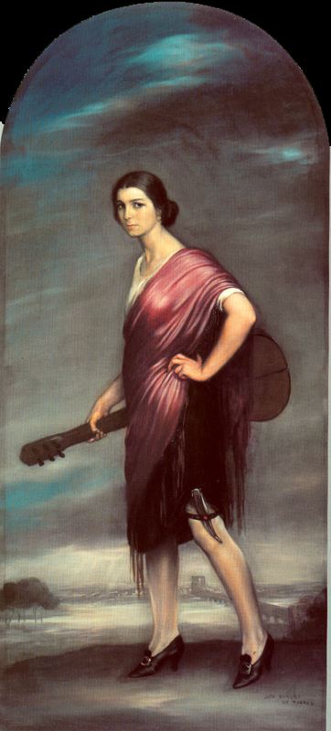 La copla, vintage artwork by Julio Romero de Torres, 12x8" (A4) Poster