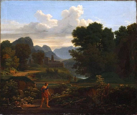 Landscape with Hunter, vintage artwork by Anne-Louis Girodet de Roussy-Trioson, 12x8" (A4) Poster