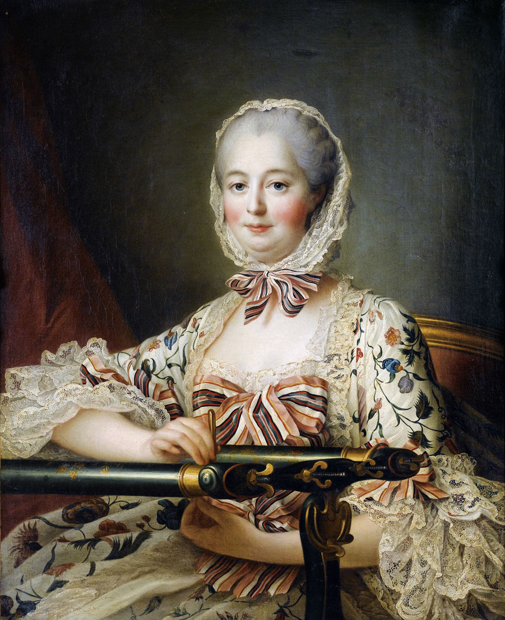 Portrait of Madame de Pompadour, vintage artwork by François-Hubert Drouais, 12x8" (A4) Poster