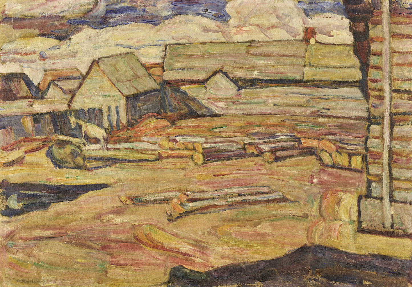 Landscape with a Goat, vintage artwork by Abraham A. Manievich, 12x8" (A4) Poster