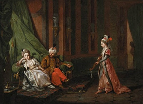 A Woman Playing a Citar, vintage artwork by Hugues Taraval, 12x8" (A4) Poster