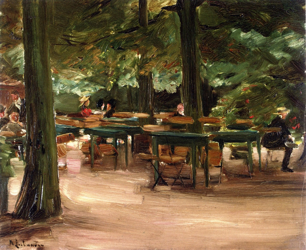 Beer Garden, vintage artwork by Max Liebermann, 12x8" (A4) Poster