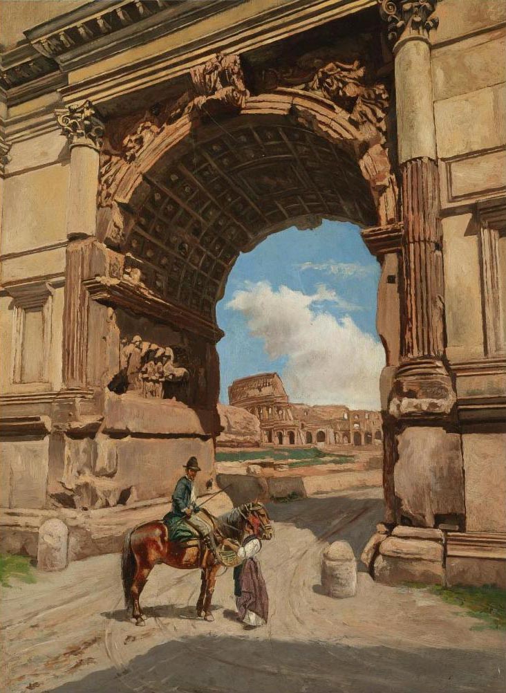 Arch of Titus, vintage artwork by Stefan Bakalowicz, 12x8" (A4) Poster