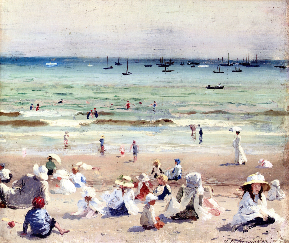 Babies' Beach, vintage artwork by Thomas Benjamin Kennington, 12x8" (A4) Poster