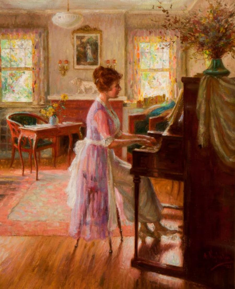 Woman Playing Piano by Arvid Nyholm,A3(16x12")Poster