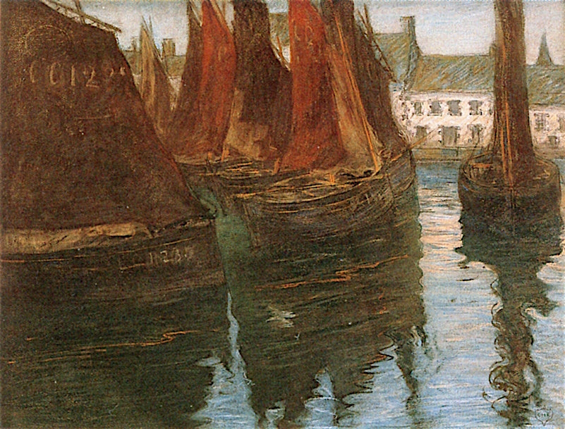 Concarneau, Sardine Boats by Charles Fromuth,A3(16x12")Poster