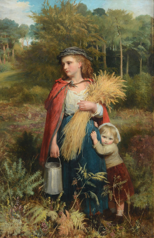 Girl and Baby  Sister with Sheaf of Corn, vintage artwork by Eden Upton Eddis, A3 (16x12") Poster Print