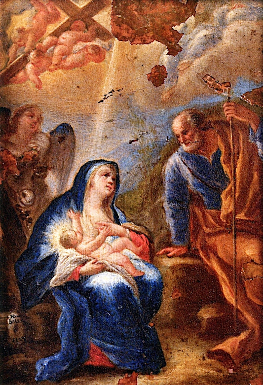 Madonna and Child with Joseph, vintage artwork by Hendrick van Balen, 12x8" (A4) Poster