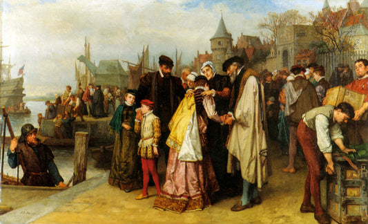 Emigration of the Huguenots - 1566, vintage artwork by Jan Antoon Neuhuys, 12x8" (A4) Poster
