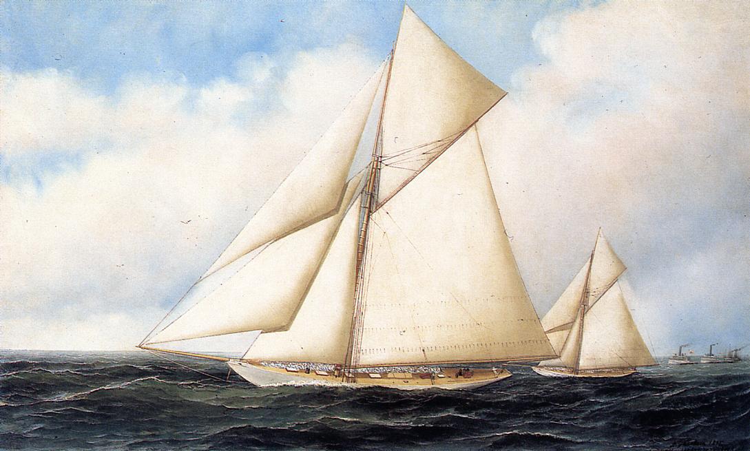 Yacht Race, vintage artwork by Antonio Jacobsen, 12x8" (A4) Poster