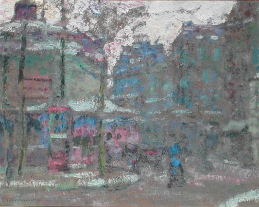 Le Cirque Medrano, Paris sous la Neige, vintage artwork by Victor Charreton, 12x8" (A4) Poster
