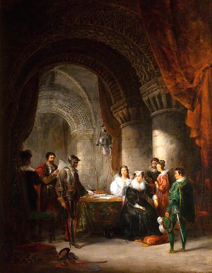 The Abdication of Mary, Queen of Scots, vintage artwork by Thomas Miles Richardson, Jr., A3 (16x12") Poster Print