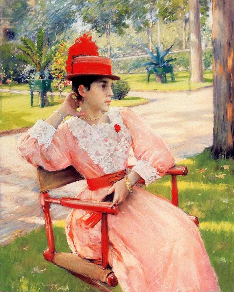 Afternoon in the Park, vintage artwork by William Merritt Chase, 12x8" (A4) Poster