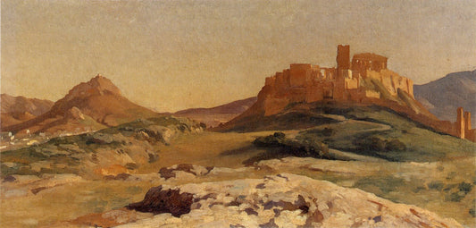 Athens with the Genoese Tower:  Pnyx in the Foreground, vintage artwork by Sir Frederic Lord Leighton, 12x8" (A4) Poster