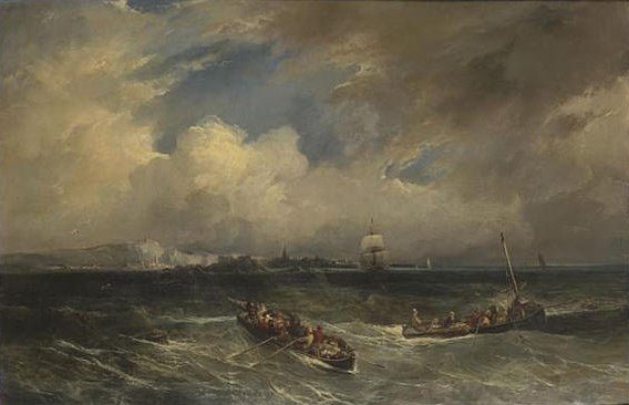 Sea View off the Coast of Normandy (?), vintage artwork by Camille-Joseph-Étienne Roqueplan, A3 (16x12") Poster Print