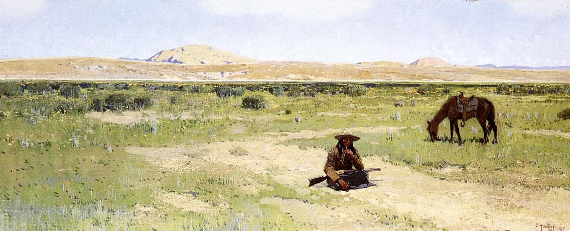 A Rest in the Desert, vintage artwork by Henry F. Farny, 12x8" (A4) Poster