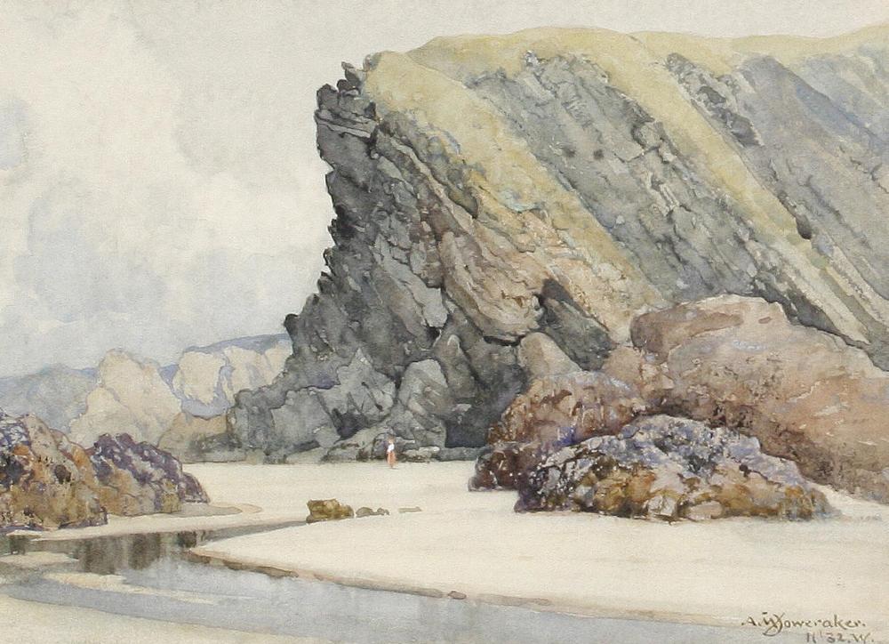 Crigga Beach, Newquay by Albert Moulton Foweraker,16x12(A3) Poster