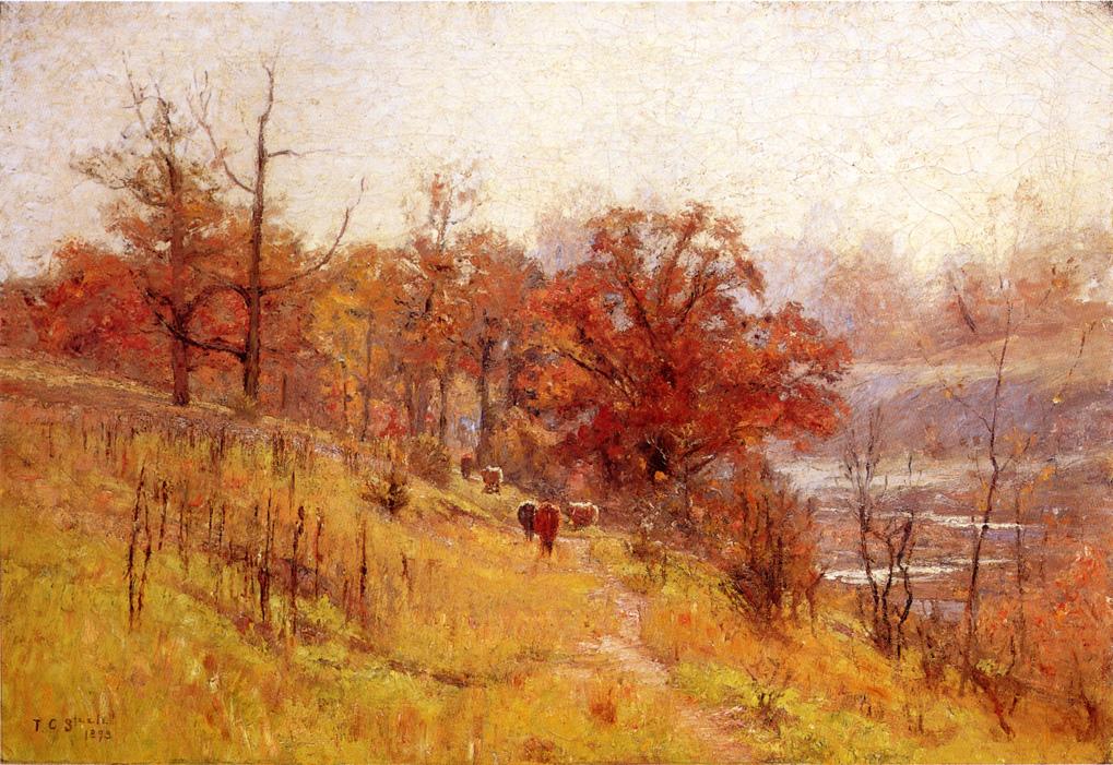 November's Harmony, vintage artwork by Theodore Clement Steele, 12x8" (A4) Poster