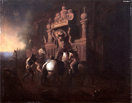 Horses at Fountain, vintage artwork by William Rimmer, A3 (16x12") Poster Print