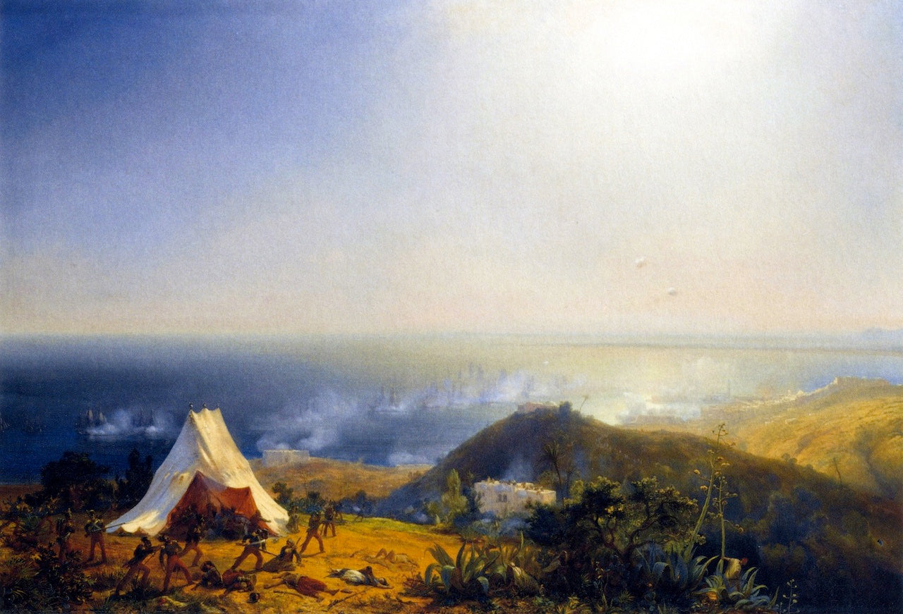 The Attack on Algiers by  Sea, vintage artwork by Theodore Gudin, A3 (16x12") Poster Print