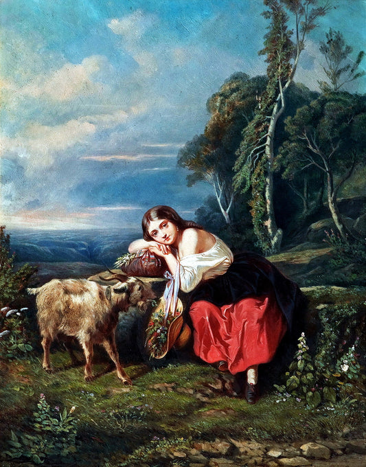 The Shepherd Girl, vintage artwork by Camille-Joseph-Étienne Roqueplan, A3 (16x12") Poster Print
