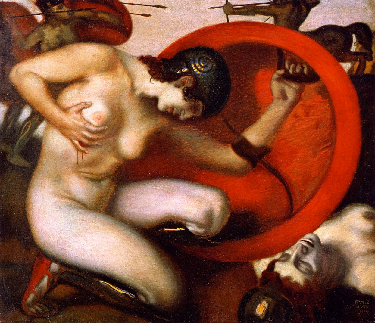 Wounded Amazon by Franz von Stuck,A3(16x12")Poster