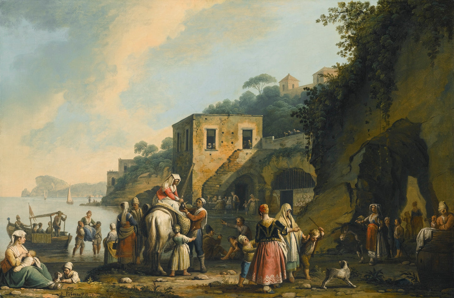 Pozzuoli, a View of the Bay, vintage artwork by Pietro Fabris, 12x8" (A4) Poster