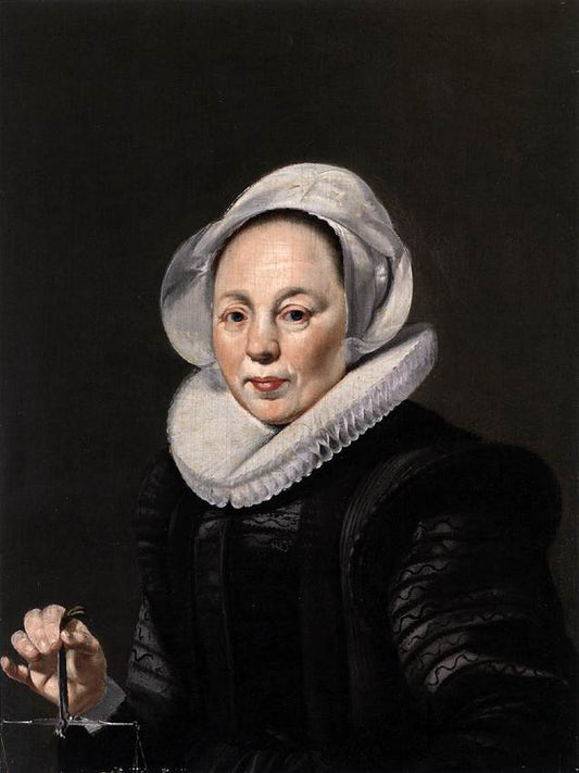 Portrait of a Woman with a Balance, vintage artwork by Thomas de Keyser, 12x8" (A4) Poster
