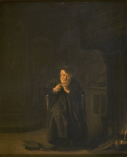 Alchemist Cutting his Nails, vintage artwork by Salomon Koninck, 12x8" (A4) Poster