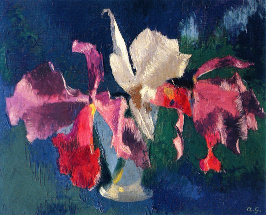 Orchids II, vintage artwork by Augusto Giacometti, 12x8" (A4) Poster