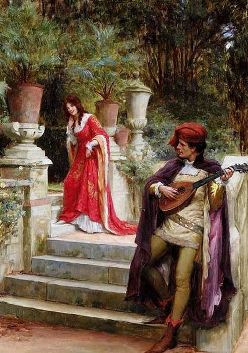 The Minstrel's lady, vintage artwork by George Sheridan Knowles, 12x8" (A4) Poster