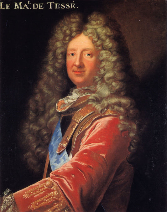 Portrait of Rene de Froulay de Tesse, vintage artwork by Hyacinthe Rigaud, 12x8" (A4) Poster