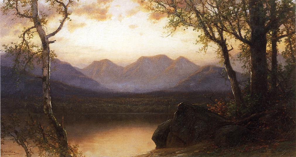 Lake in the Mountains, vintage artwork by James David Smillie, 12x8" (A4) Poster