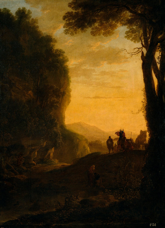 Baptism of the Eunuch of Queen Candace, vintage artwork by Jan Both, 12x8" (A4) Poster