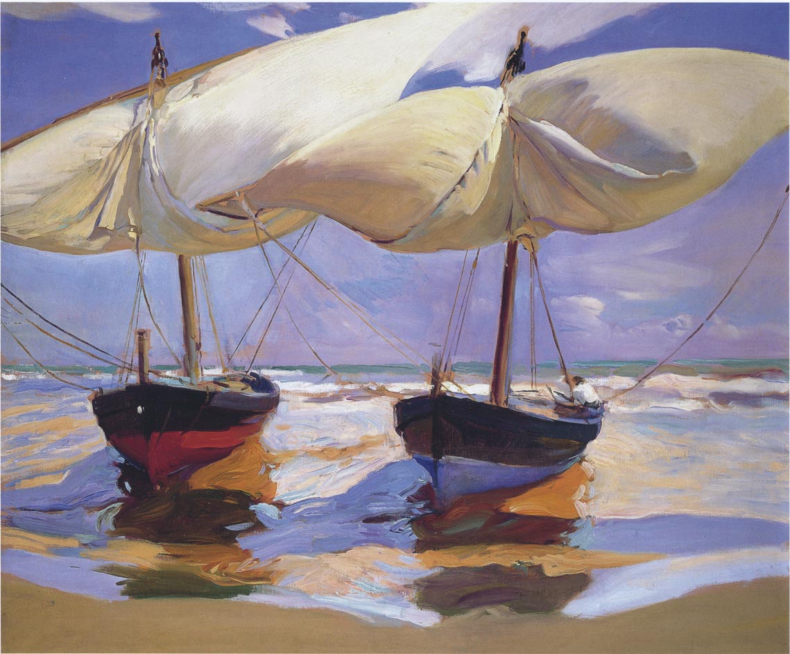 Beached Boats, Valencia by Joaquin Sorolla y Bastida,A3(16x12")Poster
