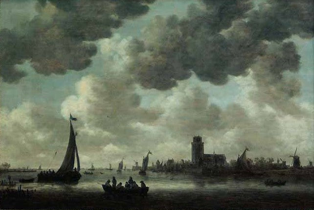 The Meuse at Dordrecht with the Grote Kerk: View from the South-West, vintage artwork by Jan van Goyen, 12x8" (A4) Poster