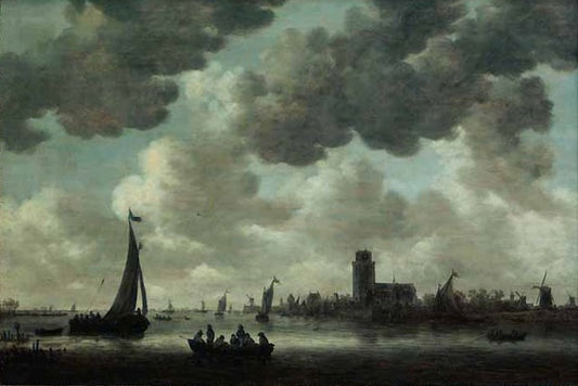 The Meuse at Dordrecht with the Grote Kerk: View from the South-West, vintage artwork by Jan van Goyen, 12x8" (A4) Poster