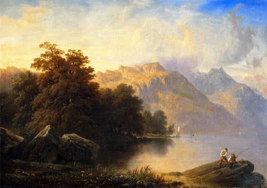 A Swiss Lake Scene, vintage artwork by Francois Diday, A3 (16x12") Poster Print