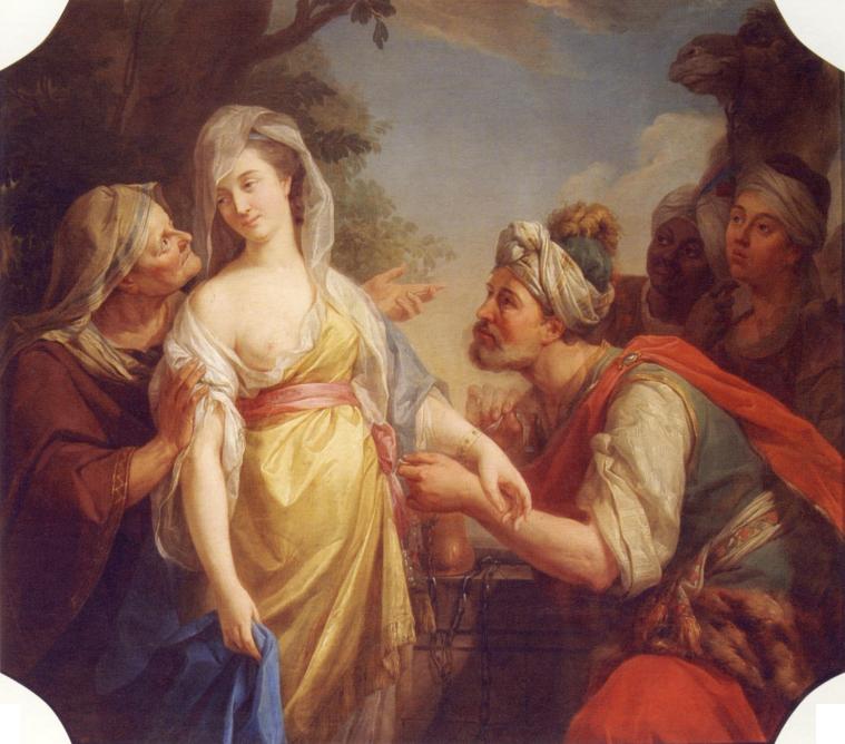 Rebecca and Eleazar, vintage artwork by Marcello Bacciarelli, 12x8" (A4) Poster