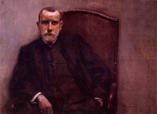 Retrato de hombre, vintage artwork by Cecilio Pla y Gallardo, 12x8" (A4) Poster
