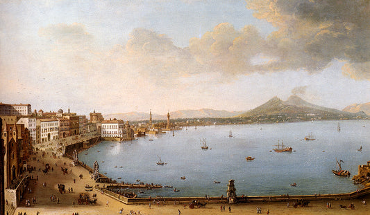 View Of Naples From The Strada Di Santa Lucia, vintage artwork by Antonio Joli, 12x8" (A4) Poster