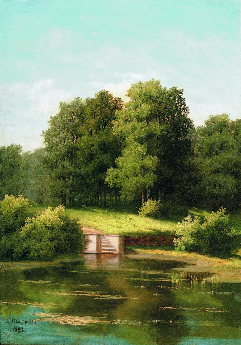 An Overgrown Pond, vintage artwork by Arseny Meschersky, 12x8" (A4) Poster