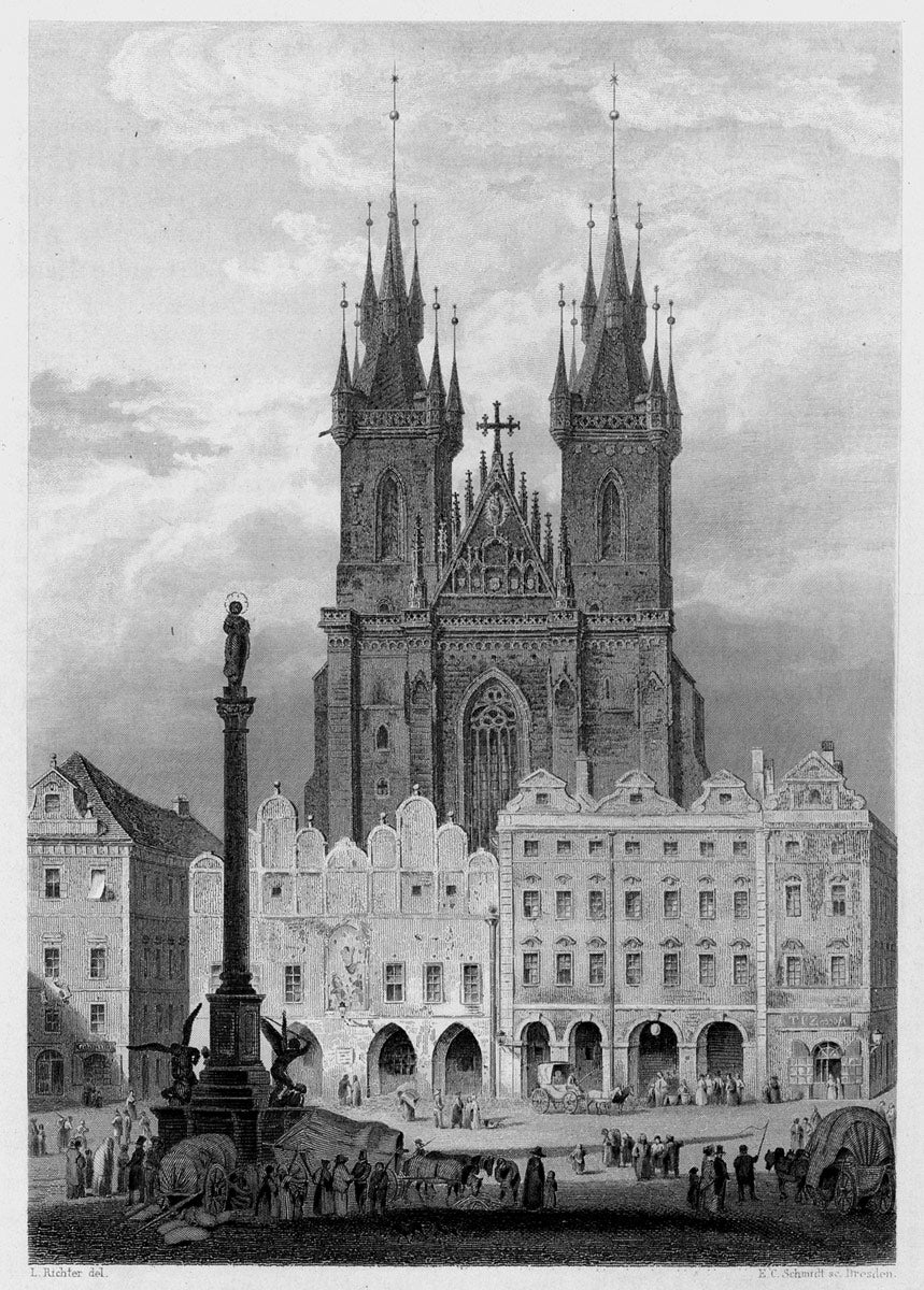 Prague, vintage artwork by Ludwig Richter, A3 (16x12") Poster Print