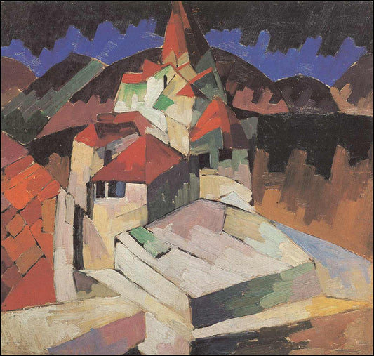 Church in Kislovodsk, vintage artwork by Aristarkh Lentulov, 12x8" (A4) Poster