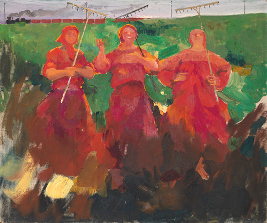 Three Peasants With Rakes by Filipp Andreevich Maliavin,A3(16x12")Poster